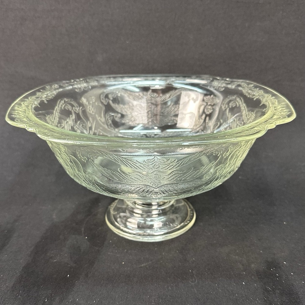 Federal Glass 'Madrid' 9 3/8" Depression Glass Footed Serving Bowl, Vintage